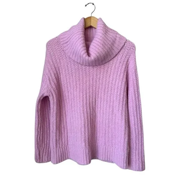 Anthropologie Maeve Pink Oversized Cowl-Neck Pullover Sweater Size S - Picture 6 of 13